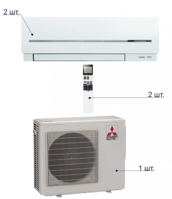 ������ �����-������� �� 2 ������� Mitsubishi Electric MXZ-2D42VA/MSZ-SF25VE*2��