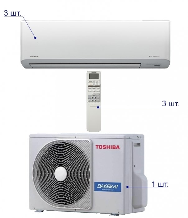 ������ ����� ������� �� 3 ������� Toshiba RAS-3M26UAV-E/RAS-B10N3KV2-E*3��
